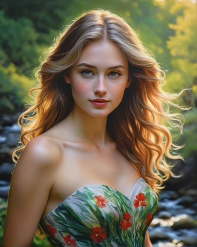 the blonde in the river,oil painting,photo painting,girl on the river,world digital painting,romantic portrait,oil painting on canvas,celtic woman,young woman,portrait background,art painting,girl in flowers,fantasy portrait,beautiful girl with flowers,mystical portrait of a girl,landscape background,girl portrait,digital painting,blonde woman,colored pencil background,Conceptual Art,Daily,Daily 16