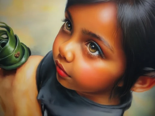a girl with a camera,child portrait,oil painting on canvas,chalk drawing,girl with gun,oil painting,oil on canvas,meticulous painting,girl portrait,indian art,art painting,graffiti art,painting technique,world digital painting,photo painting,street artist,girl drawing,photographing children,girl with bread-and-butter,camera illustration,Illustration,Paper based,Paper Based 04