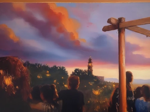 church painting,kings landing,summer evening,oktoberfest background,meticulous painting,rome 2,jesus christ and the cross,painting,way of the cross,art painting,painting easter egg,backgrounds,photo painting,the cross,world digital painting,evening atmosphere,the crucifixion,khokhloma painting,the windmills,studio ghibli,Illustration,Paper based,Paper Based 04