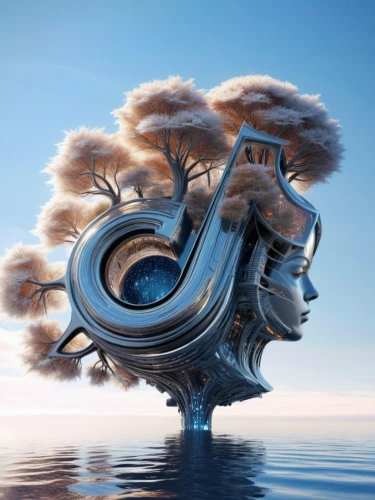 floating island,floating islands,wind machine,cloud mushroom,mushroom island,wind machines,wind engine,artificial island,sea fantasy,island suspended,wind wave,flying island,futuristic landscape,nautilus,mushroom landscape,artificial islands,surrealism,islet,environmental art,3d fantasy,Photography,General,Sci-Fi