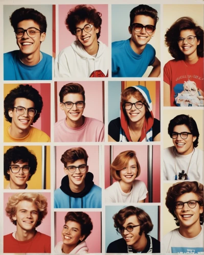 the style of the 80-ies,1980s,model years 1958 to 1967,gap kids,1980's,80s,hipsters,stitch frames,60s,teens,model years 1960-63,pink round frames,composite,kids glasses,picture puzzle,soup bunch,1982,pictures of the children,90s,1986,Illustration,American Style,American Style 10