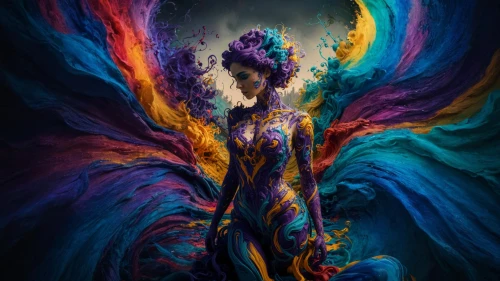archangel,psychedelic art,aura,fairy peacock,fire dancer,iridescent,color feathers,aporia,the festival of colors,bodypainting,fire artist,fire angel,passion butterfly,fantasy art,nebula,nebula guardian,peacock,fae,firedancer,apophysis