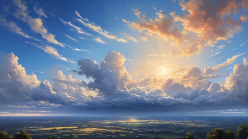 landscape background,hot-air-balloon-valley-sky,cloudscape,panoramic landscape,cloud image,sky,world digital painting,sun in the clouds,fantasy landscape,skyscape,sky clouds,high landscape,sunburst background,schäfchenwolke,about clouds,sun through the clouds,stratocumulus,atmosphere sunrise sunrise,mountain sunrise,clouds,Photography,General,Natural