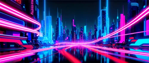 neon arrows,futuristic landscape,cyberpunk,colorful city,neon lights,metropolis,neon light,cityscape,abstract retro,futuristic,cyberspace,light trail,neon sign,tokyo city,neon,ultraviolet,shinjuku,city highway,retro background,80's design,Illustration,Realistic Fantasy,Realistic Fantasy 37