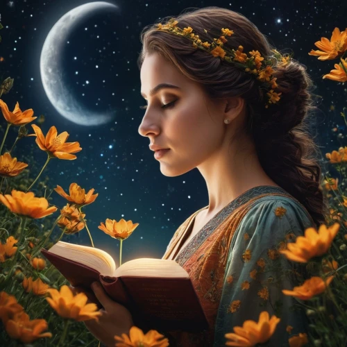 mystical portrait of a girl,fantasy picture,fantasy portrait,magic book,fantasy art,persian poet,fairytales,fairy tales,fairy tale,women's novels,hymn book,bookworm,girl studying,sci fiction illustration,read a book,children's fairy tale,open book,a fairy tale,bookmark with flowers,little girl reading,Photography,General,Commercial