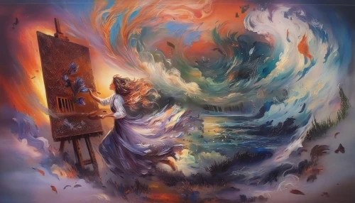maelstrom,fantasy art,fantasy picture,the wind from the sea,fire artist,tour to the sirens,oil painting on canvas,the conflagration,heroic fantasy,art painting,fantasia,the annunciation,sci fiction illustration,church painting,pillar of fire,rosa ' amber cover,3d fantasy,musical background,fall of the druise,world digital painting,Illustration,Paper based,Paper Based 04
