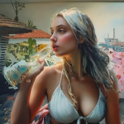 woman with ice-cream,blonde woman,smoking girl,art,art model,woman drinking coffee,italian painter,girl with bread-and-butter,the blonde in the river,blonde girl,oil painting on canvas,vintage art,margarita,oil on canvas,sip,woman eating apple,malibu,bali,sexy woman,girl in the kitchen,Illustration,Paper based,Paper Based 04