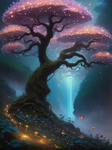 magic tree,fairy forest,colorful tree of life,celtic tree,mushroom landscape,tree of life,fantasy picture,fantasy landscape,fairy galaxy,tree mushroom,wondertree,fairy world,flourishing tree,forest tree,enchanted forest,elven forest,fae,oak tree,dragon tree,blossom tree,Art,Classical Oil Painting,Classical Oil Painting 14