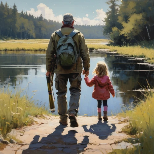 father and daughter,girl and boy outdoor,father daughter,little boy and girl,hikers,father with child,walk with the children,painting technique,hiker,travelers,world digital painting,digital painting,fjäll,oil painting,little girl and mother,little girls walking,boy and girl,stroll,father,mother and father,Conceptual Art,Fantasy,Fantasy 10