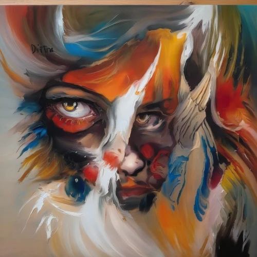 shamanic,oil painting on canvas,faun,painting technique,art painting,oil painting,deer in tears,kitsune,glass painting,oil paint,painting work,shaman,bodypainting,antelope,psychedelic art,oil on canvas,masquerade,woman's face,hand painting,shamanism,Illustration,Paper based,Paper Based 04