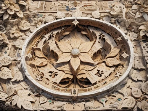 wood carving,circular ornament,sagrada familia,insect hotel,wooden facade,carved wood,patterned wood decoration,carved wall,floral ornament,carvings,decorative fan,wood structure,church door,round window,burr truss,wood angels,stone carving,stonework,ship's wheel,door wreath