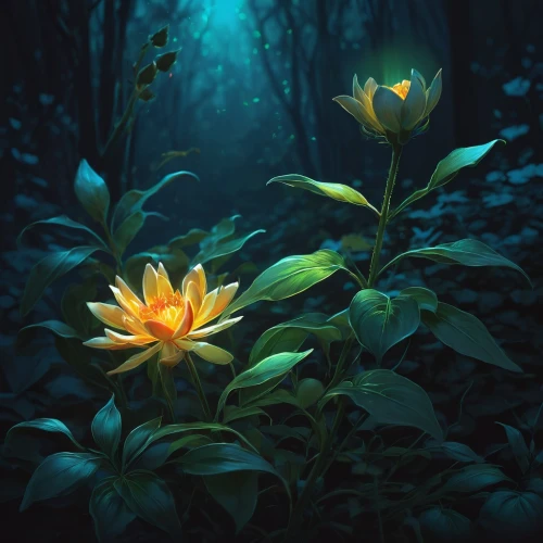 starflower,forest flower,magnolia star,lilies,avalanche lily,lilies of the valley,star flower,golden lotus flowers,night-blooming cactus,pond flower,magic star flower,moonflower,waterlily,lotus flowers,elven flower,lillies,water lily,fireflies,torch lilies,star dahlia,Conceptual Art,Fantasy,Fantasy 14