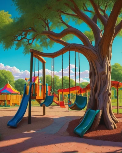 swing set,children's playground,tree with swing,playground,cartoon video game background,empty swing,playground slide,tree swing,cartoon forest,play area,play yard,outdoor play equipment,children's background,playset,park,wooden swing,child in park,the park,hanging swing,urban park,Conceptual Art,Daily,Daily 25