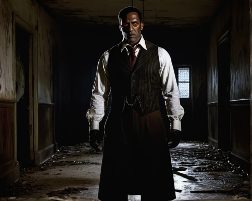 overcoat,luther,black businessman,holmes,the doctor,trench coat,frock coat,sherlock holmes,two face,asylum,a black man on a suit,detective,lincoln blackwood,lincoln,hitchcock,the eleventh hour,jack rose,the morgue,butler,doctor,Illustration,Realistic Fantasy,Realistic Fantasy 22