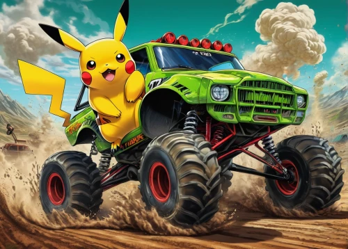 pikachu,pokémon,brock coupe,cj7,pika,pokemon,farm tractor,tractor,pokemon go,monster truck,all-terrain vehicle,off-road vehicle,john deere,off-road vehicles,off-road racing,land vehicle,off-roading,pixaba,all terrain vehicle,demolition derby,Illustration,Realistic Fantasy,Realistic Fantasy 39