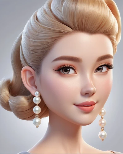 princess' earring,elsa,updo,earrings,rapunzel,pompadour,chignon,natural cosmetic,cinderella,doll's facial features,bridal jewelry,custom portrait,girl portrait,princess anna,audrey,pearls,earring,fairy tale icons,bridal accessory,fashion vector,Unique,3D,3D Character