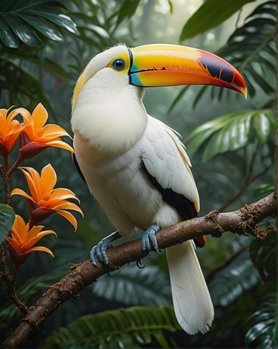 toucan perched on a branch,yellow throated toucan,perched toucan,keel billed toucan,keel-billed toucan,tropical bird climber,toco toucan,toucan,tropical bird,chestnut-billed toucan,bird-of-paradise,tropical birds,toucans,brown back-toucan,exotic bird,bird of paradise,tucan,swainson tucan,tropical animals,beautiful bird,Illustration,Retro,Retro 17