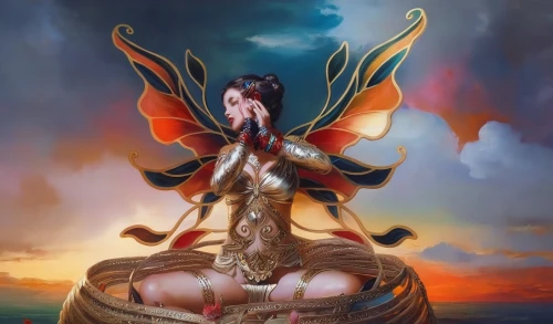 fantasy picture,angel playing the harp,fantasy art,the zodiac sign pisces,mythological,shamanic,cupido (butterfly),capricorn mother and child,shamanism,fairies aloft,janmastami,fantasy woman,adrift,siren,carousel horse,fantasia,tour to the sirens,harp player,tiger lily,3d fantasy,Illustration,Paper based,Paper Based 04