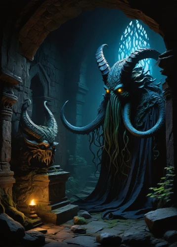 cuthulu,cauldron,debt spell,horn of amaltheia,game illustration,magic grimoire,sepulchre,candlemaker,the collector,end-of-admoria,druids,medusa gorgon,magistrate,sorceress,witch's hat icon,death god,magus,rotglühender poker,hinnom,dodge warlock,Illustration,Paper based,Paper Based 22