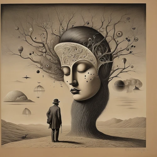 surrealism,woman thinking,pear cognition,surrealistic,thinking man,consciousness,equilibrium,mind-body,psychotherapy,man thinking,mind,dali,somtum,equilibrist,vipassana,cognitive psychology,self hypnosis,train of thought,emancipation,el salvador dali,Illustration,Realistic Fantasy,Realistic Fantasy 40