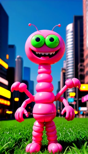 3d render,3d rendered,the pink panter,cute cartoon character,worm,spore,3d model,the mascot,pink vector,magenta,pink panther,mascot,child monster,the pink panther,glowworm,earthworm,stylized macaron,cinema 4d,3d figure,grommet,Conceptual Art,Sci-Fi,Sci-Fi 26