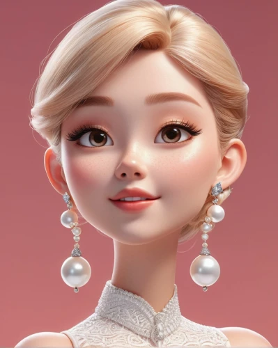 princess' earring,doll's facial features,elsa,earrings,stylized macaron,ao dai,fashion doll,earring,barbie doll,princess anna,rapunzel,pearls,barbie,hanbok,artist doll,3d model,cute cartoon character,female doll,fashion dolls,princess sofia,Unique,3D,3D Character