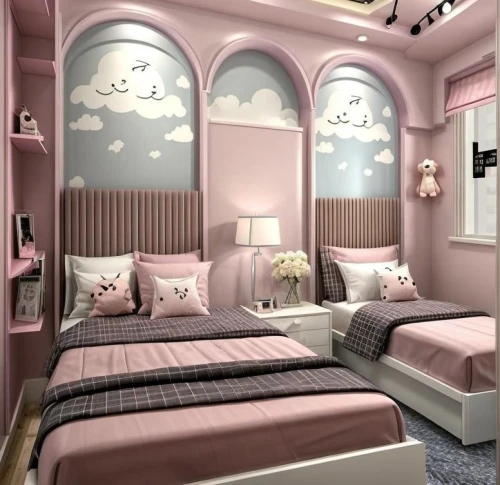 baby room,the little girl's room,children's bedroom,sleeping room,kids room,great room,bedroom,canopy bed,baby pink,room newborn,color pink white,light pink,doll house,nursery decoration,baby bed,beauty room,dream,cotton candy,dreamy,pink white