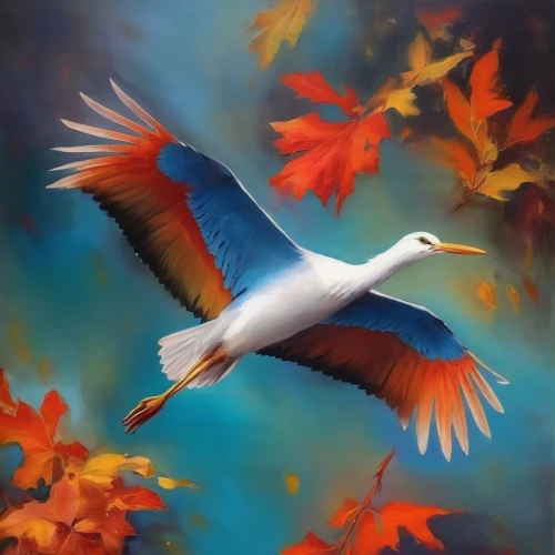 bird painting,fujian white crane,crane bird flying,crane-like bird,red-crowned crane,colorful birds,migratory bird,bird illustration,bird in flight,bird flying,nature bird,dove of peace,beautiful bird,autumn background,autumn icon,oil painting,white pelican,flying bird,oil painting on canvas,perico,Illustration,Paper based,Paper Based 04