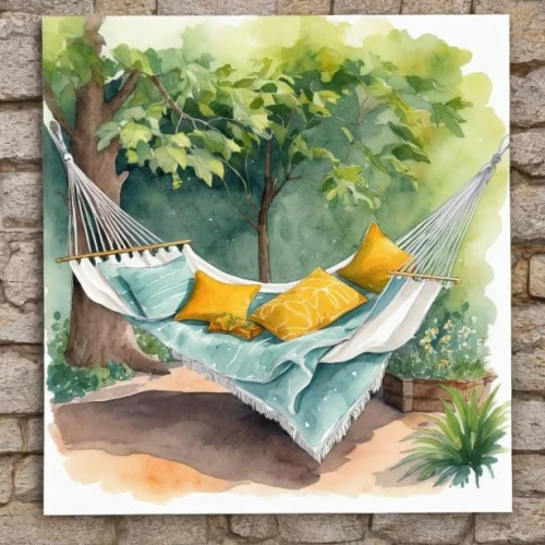 hammock,watercolor baby items,outdoor sofa,watercolor background,watercolor palm trees,hammocks,beach furniture,throw pillow,watercolor frame,watercolor tea shop,watercolor painting,watercolor tree,hanging chair,watercolor cactus,watercolor tea set,watercolor cafe,garden bench,garden swing,sunlounger,watercolour frame