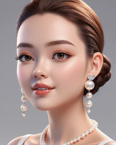 princess' earring,earrings,bridal jewelry,natural cosmetic,bridal accessory,jewelry,diamond jewelry,earring,custom portrait,doll's facial features,elegant,realdoll,pearl necklaces,gold jewelry,pearl necklace,oil cosmetic,cosmetic,gift of jewelry,jewelries,pearls,Unique,3D,3D Character