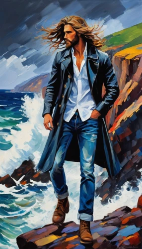 man at the sea,david garrett,version john the fisherman,the wind from the sea,rocky coast,el mar,oil painting on canvas,fisherman,rocky beach,oil painting,italian painter,rock fishing,art painting,oil on canvas,rogue wave,newfoundland,kid rock,sea man,wind warrior,wind wave,Conceptual Art,Oil color,Oil Color 25