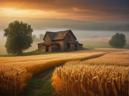 home landscape,rural landscape,farm landscape,lonely house,wheat field,meadow landscape,bed in the cornfield,countryside,wheat fields,farm background,country cottage,grain field,farm house,country side,yellow grass,country house,wheat crops,beautiful landscape,red barn,landscape background,Photography,Documentary Photography,Documentary Photography 29