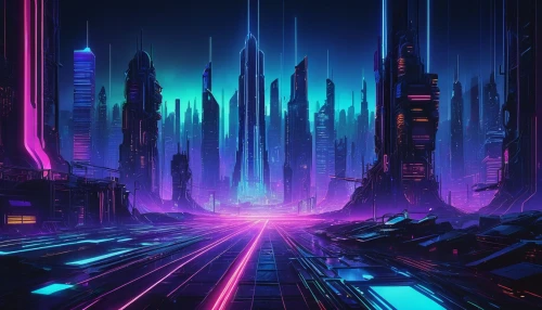 futuristic landscape,cyberpunk,futuristic,cityscape,scifi,metropolis,fantasy city,cyberspace,vapor,cyber,sci-fi,sci - fi,vast,colorful city,dystopia,dystopian,neon arrows,80's design,alien world,ultraviolet,Conceptual Art,Daily,Daily 09