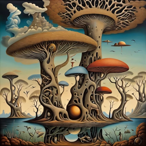 mushroom landscape,mushroom island,tree mushroom,agaric,fungal science,mushrooms,fungi,brown mushrooms,mushrooms brown mushrooms,club mushroom,toadstools,mushroom type,mushrooming,situation mushroom,medicinal mushroom,champignon mushroom,cubensis,forest mushroom,mushroom,psychedelic art