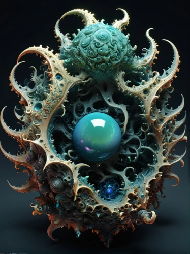 mandelbulb,cinema 4d,coral guardian,corona virus,virus,fractals art,polyp,cell,cellular,cnidaria,cytoplasm,cell structure,fractalius,sea anemone,mitochondrion,embryo,cnidarian,coral reef,t-helper cell,fractal environment,Illustration,Realistic Fantasy,Realistic Fantasy 47