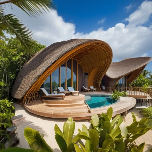 tropical house,eco hotel,dunes house,seychelles,holiday villa,futuristic architecture,luxury property,belize,beach house,moorea,tropical island,eco-construction,luxury home,fiji,guam,roof domes,over water bungalows,crib,maldives mvr,tree house hotel,Photography,General,Realistic