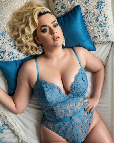 plus-size model,marylyn monroe - female,blue pillow,merilyn monroe,burlesque,plus-size,denim and lace,marilyn,holly blue,gordita,baby blue,elsa,sofa,on the couch,woman on bed,kim,bed,laying,jasmine blue,woman laying down,Conceptual Art,Fantasy,Fantasy 16
