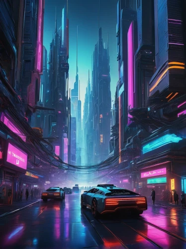 futuristic landscape,futuristic,cyberpunk,cityscape,3d car wallpaper,metropolis,futuristic car,fantasy city,colorful city,city highway,street canyon,neon arrows,racing road,80s,dystopian,urban,dusk,vapor,city at night,elektrocar,Illustration,Realistic Fantasy,Realistic Fantasy 28