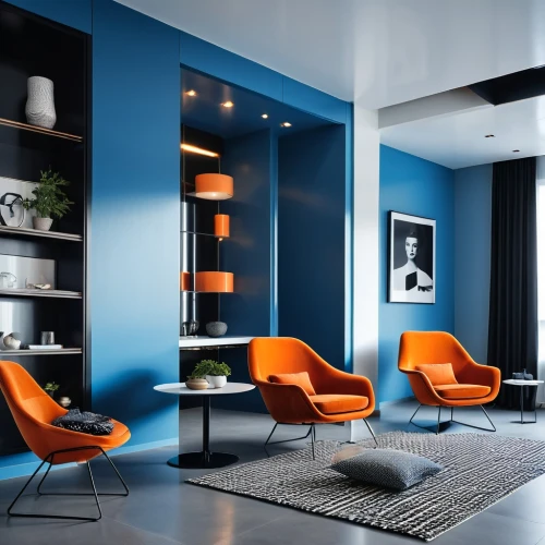 contemporary decor,modern decor,interior modern design,search interior solutions,blue room,apartment lounge,interior decoration,modern room,mid century modern,modern living room,interior design,livingroom,teal and orange,interior decor,chaise lounge,home interior,sitting room,living room,modern style,trend color,Photography,General,Realistic