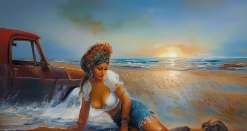 man at the sea,mermaid background,el mar,girl washes the car,beach landscape,oil painting,oil painting on canvas,beach scenery,fantasy art,oil on canvas,girl on the dune,woman at the well,sun and sea,art painting,fantasy picture,nudism,beach background,the road to the sea,ocean pollution,sea-shore,Illustration,Paper based,Paper Based 04