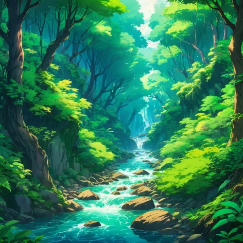 forest background,green forest,forest,forest landscape,fairy forest,forest path,forests,elven forest,the forest,forest glade,clear stream,flowing creek,a river,forest of dreams,streams,river landscape,mountain stream,landscape background,fairytale forest,the brook,Illustration,Japanese style,Japanese Style 03