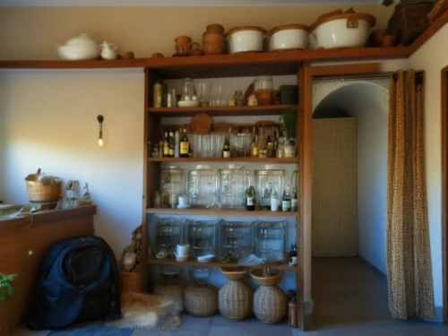 pantry,apothecary,kitchen shop,village shop,kitchen interior,cupboard,sewing room,kitchen cart,the kitchen,laundry room,japanese-style room,kitchen,shelves,bathroom cabinet,vintage kitchen,soap shop,consulting room,wooden shelf,storage cabinet,home interior,Photography,General,Realistic