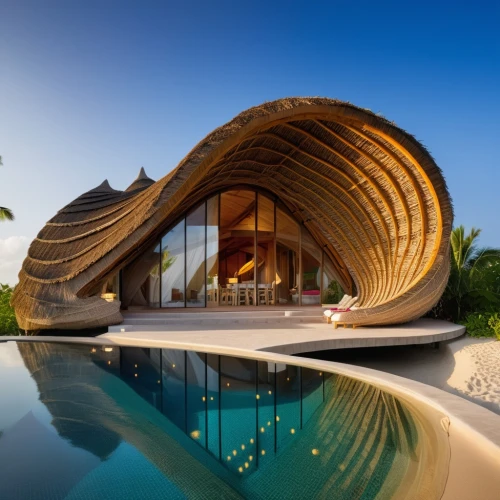 dunes house,futuristic architecture,eco hotel,tropical house,holiday villa,asian architecture,timber house,pool house,floating huts,eco-construction,modern architecture,wooden sauna,luxury property,wooden construction,house shape,cubic house,summer house,luxury home,roof domes,straw hut,Photography,General,Realistic