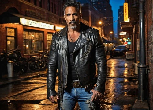 leather jacket,leather,johnnycake,bonneville,cholado,black leather,thane,deacon,biker,black businessman,film actor,keith-albee theatre,meatpacking district,portrait photography,african american male,male model,sting,indian celebrity,leather texture,men's wear,Illustration,Realistic Fantasy,Realistic Fantasy 13