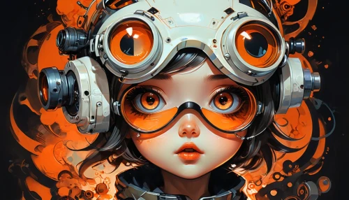diving mask,goggles,respirator,pollution mask,tracer,vector girl,fire siren,firefighter,fire pearl,fire eyes,fire master,fire artist,diving bell,molten,transistor,sci fiction illustration,robot eye,breathing mask,aquanaut,combustion,Illustration,Black and White,Black and White 05