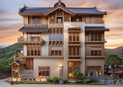 asian architecture,sanya,japanese architecture,chinese architecture,wooden house,dragon palace hotel,wooden facade,danang,hua hin,wooden houses,traditional house,timber house,stilt house,apartment building,vietnam,arashiyama,architectural style,taiwan,da nang,hanging houses,Photography,General,Realistic