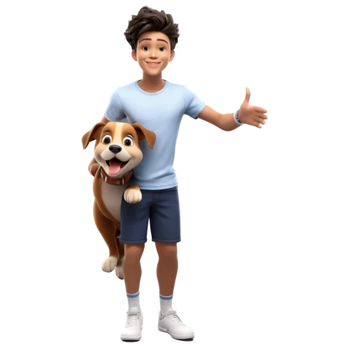 boy and dog,lilo,kid dog,my dog and i,animated cartoon,3d model,look at the dog,cute cartoon character,that dog,ken,the dog a hug,cgi,scotty dogs,two dogs,toy dog,schleich,dog,coco,3d rendered,3d figure,Photography,General,Realistic