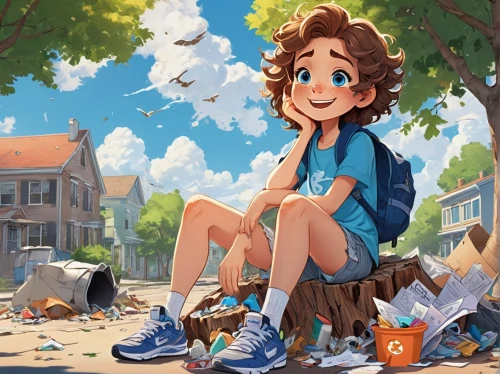 dipper,kids illustration,holding shoes,girl and boy outdoor,hiker,blue shoes,sneakers,trainers,tracer,children's background,converse,recess,child in park,shoes icon,kit,cute cartoon image,littering,cute cartoon character,summer day,cg artwork,Unique,Design,Character Design