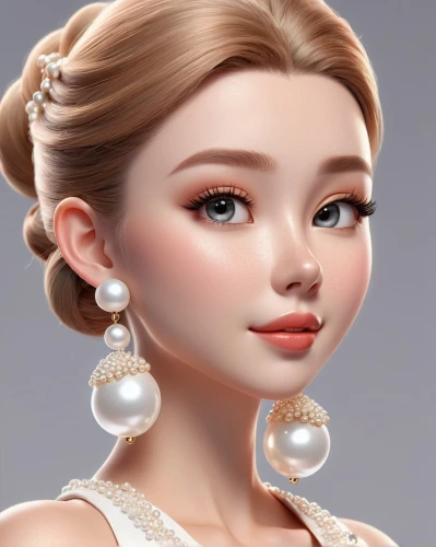 princess' earring,earrings,bridal jewelry,earring,doll's facial features,elsa,bridal accessory,pearls,fashion doll,love pearls,pearl necklaces,christmas jewelry,realdoll,pearl necklace,natural cosmetic,female doll,fashion dolls,jewelry,cinderella,3d model,Unique,3D,3D Character