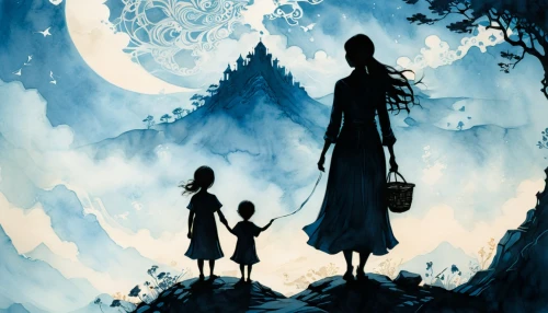 travelers,children's fairy tale,perfume bottle silhouette,studio ghibli,couple silhouette,silhouette art,my neighbor totoro,a collection of short stories for children,halloween silhouettes,children's background,alice in wonderland,fairies aloft,little girl and mother,moonlight,halloween poster,silhouettes,the dawn family,the moon and the stars,fairy tale,nightshade family,Art,Artistic Painting,Artistic Painting 48